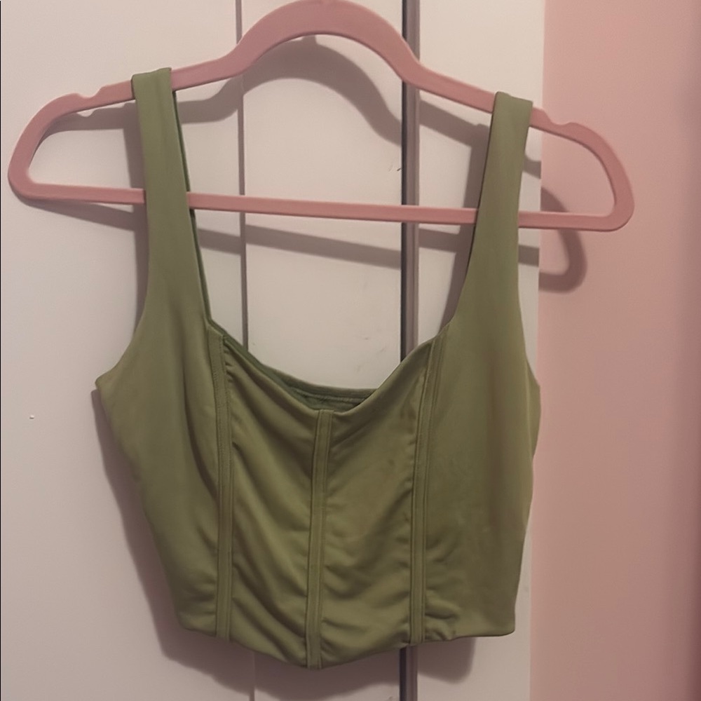 Green Corset Style Crop Top
